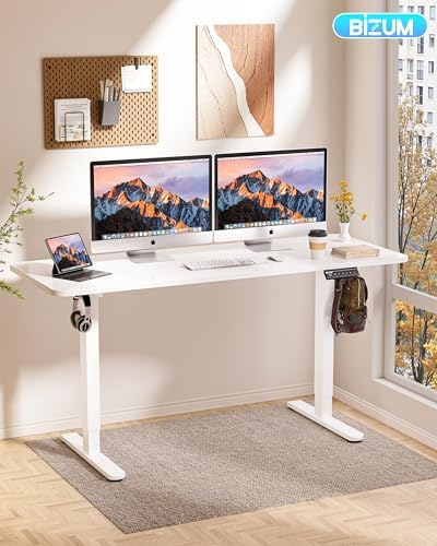 BIZUM Electric Standing Desk 60 x 24 Inch Computer Desk-Gaming Desk White Home Office Desks Height Adjustable Memory Stand Up Computer Workstation - Image 2