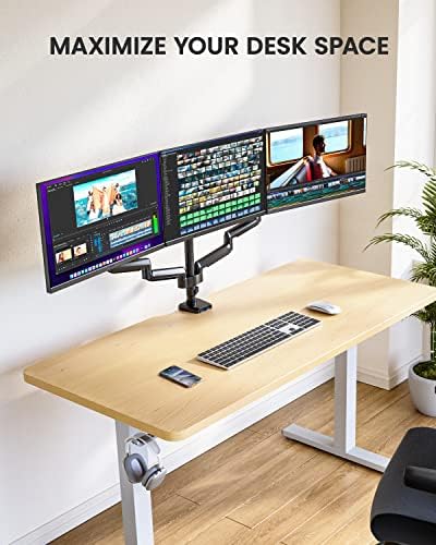 ErGear Triple Monitor Mount for 13-27 inch Screens, Triple Monitor Arms with USB,3-Monitor Stand Holds 17.6 lbs/Arm – Tilt, Swivel & Rotate - Image 5