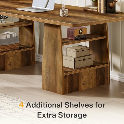 Tribesigns 63 Inch Executive Desk with 4 Storage Shelves - Image 3