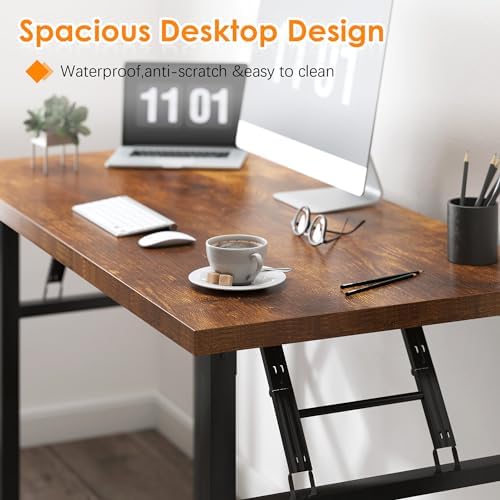 Need Office Computer Desk 54.3 Inch Sturdy Folding Laptop Table Retro - Image 6