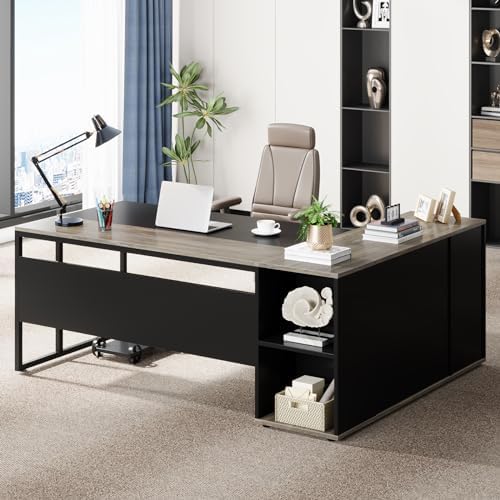Tribesigns 71 inch Executive Desk, L Shaped Desk with Cabinet Storage by Tribesigns
