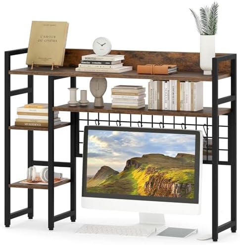 Desktop Bookshelf, 4-Tier Storage Display Shelves by BUYNOW