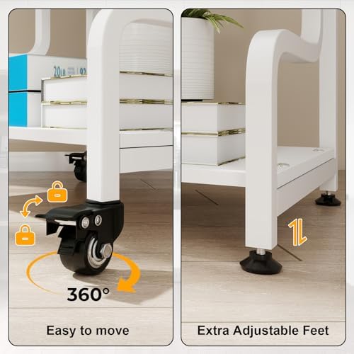 Natwind Stylish 3 Tier Printer Stand, Office Desk Side Storage Shelf ,White - Image 6
