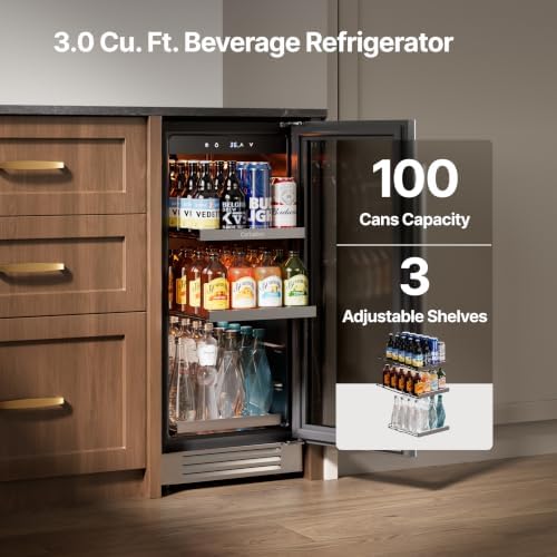 Ca'Lefort 15'' Beverage Refrigerator, 100 Can Beverage Fridge Under Counter - Image 2