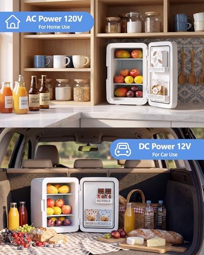 Electactic 10L Compact Mini Fridge, 2.6 Gal Portable Small Refrigerator with AC/DC Adapters, Quiet Personal Desktop Fridge for Skincare, Cosmetics, Makeup, Beverage & Food, Classic White - Image 5