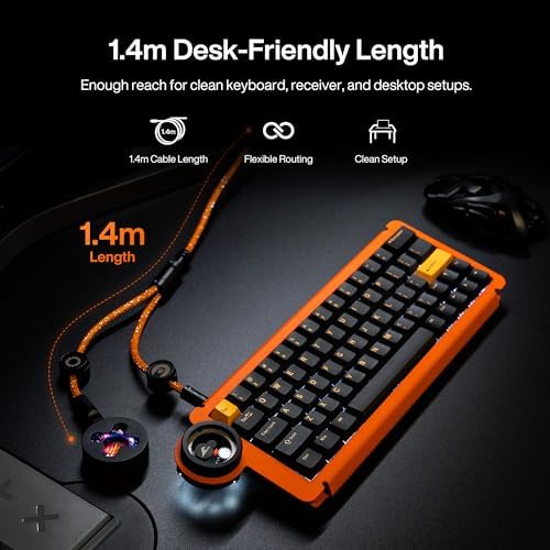 Angry miao Split Dual 8K Gaming Cable AM Edition 1.4m (4.6ft), High-Speed Dual Connection, Low Latency, Compatible with USB Type-C Devices, Durable Mesh Silver-Plated Wire - Starburst Orange - Image 7