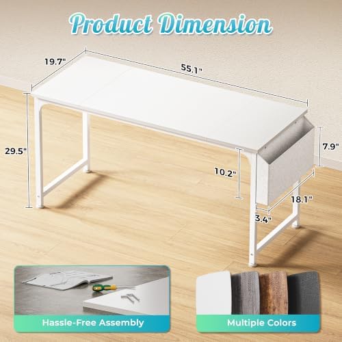 PRAISUN 55'' Computer Desk with Fabric Storage Bag - Image 3