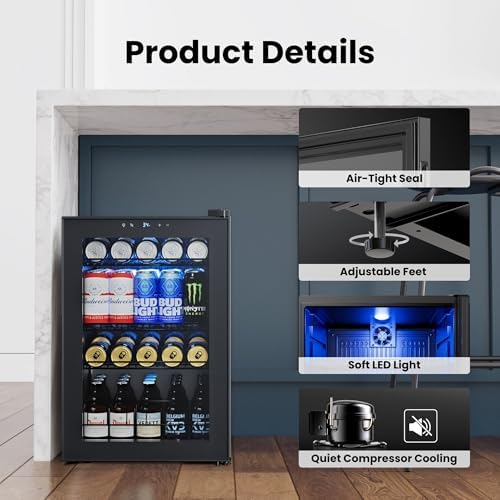 Yeego Beverage Refrigerator Drink Cooler, 85 Cans Mini Fridge - Image 6