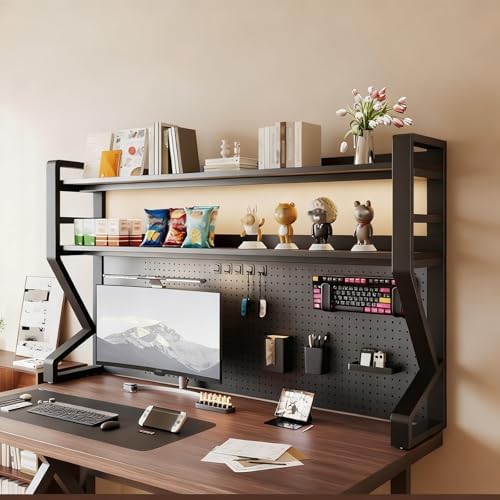JHDXL Desk Shelf Organizer with Pegboard & Storage Accessories, Space-Saving Desk Storage Shelf, Desktop Shelf Organizer Display Rack, for Dorm, Office(Black 2,95 * 95cm/37.4 * 37.4in) by Unknown