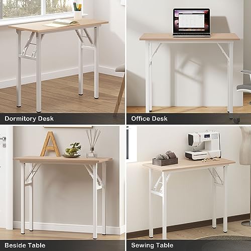 Need Small Computer Desk 31.5x15.7 Inch Folding Home Office Table Pink Oak - Image 6