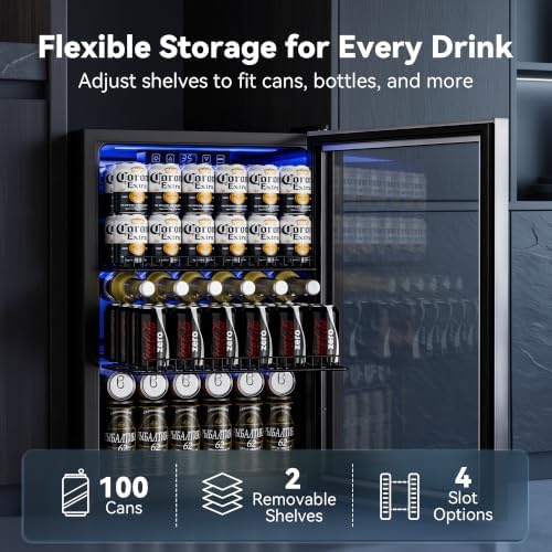 Manastin Beverage Refrigerator, 2.47 Cu.Ft Mini Fridge Beverage Cooler - Image 3