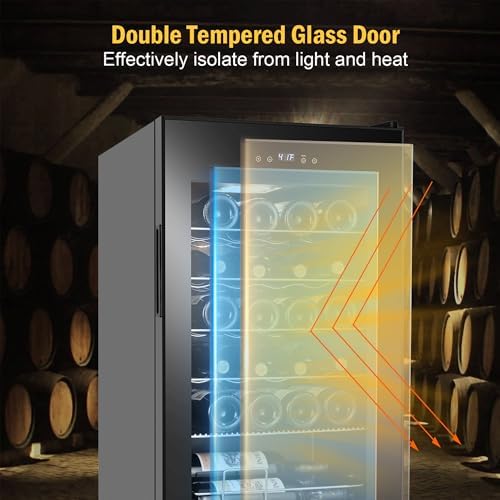FoMup Wine Fridge 24 Bottles, Small Wine Cooler Refrigerator Freestanding with Digital Temperature Control Safety Lock, Frost Free for Red White Wine, Champagne - Image 6