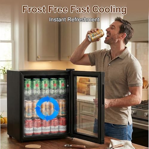 FoMup Mini Fridge 50 Can, Small Beverage Refrigerator with Reversible Glass Door, Countertop Drink Cooler with Temperature Control, Compact Beer Soda Fridge for Office Dorm Kitchen, Black - Image 6
