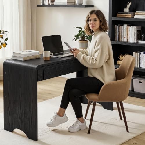 Bestier 47" Computer Desk with 2 Drawers, Modern Wood Writing Desks, Black - Image 6