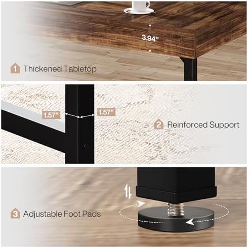 Tribesigns 55" Industrial Executive Desk for Home Office, Rustic Simple Computer Laptop Desk with Strong Metal Legs, Study Writing Table Business Workstation, Small Conference Table, Walnut - Image 6