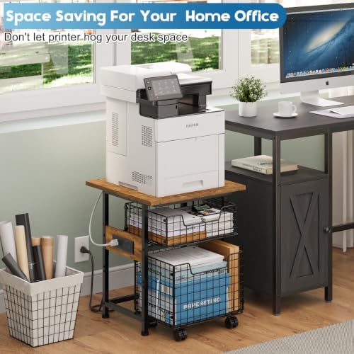 Mini Fridge Stand with Storage and Power Outlet, Small Refrigerator Stand - Image 5