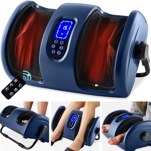 Best Choice Products Shiatsu Foot Massager with Heat for Plantar Fasciitis & Neuropathy, Kneading Foot & Calf Massager with Remote, 360° Adjustable Handle, Rolling & Compression Massage - Navy by BestChoiceProducts