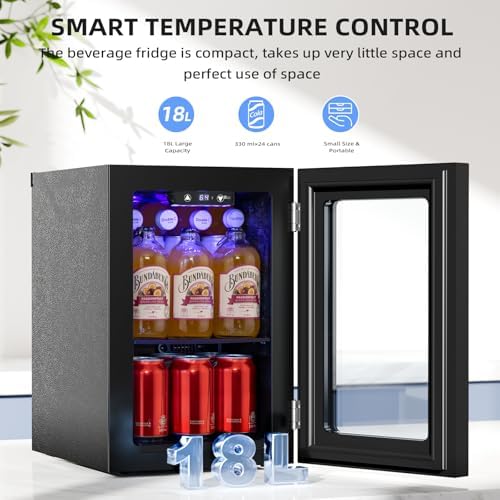 Antarctic Star 18L Mini Fridge 24 Can,Beverage Refrigerator with Quiet Compressor LED Light,Small Cooler with Electronic Temperature Control for Home/Office/Dorm/Bar. - Image 2