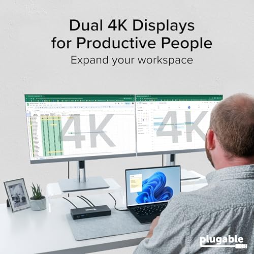 Plugable USB-C Docking Station, Dual 4K 60Hz HDMI for Windows and ChromeOS - Image 4