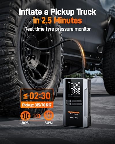 WOLFBOX MF50 Electric Air Duster-110000RPM Super Power Cordless Air Duster and WOLFBOX 3000A Jump Starter with Air Compressor, 16000mAh&160PSI Portable Car Battery Jump Starter - Image 5