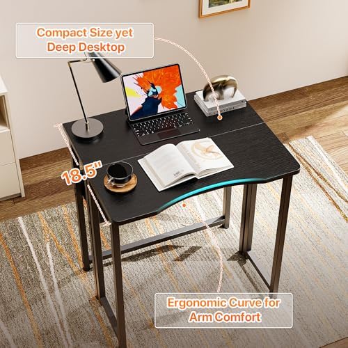 Huuger Folding Desk with Storage Shelf, 23.6 Inch Foldable Computer Table - Image 5