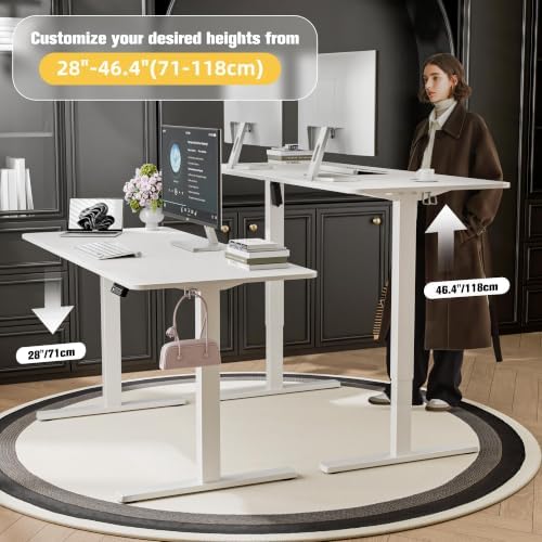 ERGOMAKER 55"x24" Standing Desk, Height Adjustable Sit-Stand Office, White - Image 4