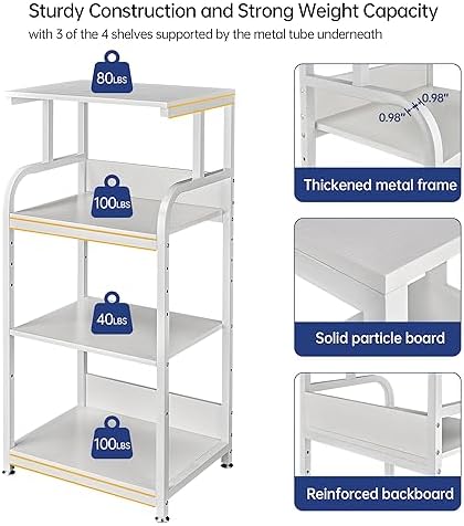 Fannova 4 Tier White Printer Shredder Stand with Storage for Home Office - Image 5