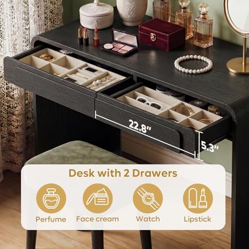 Bestier 47" Computer Desk with 2 Drawers, Modern Wood Writing Desks, Black - Image 3