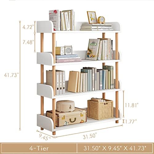 OSCHF 4-Tier Wooden Open Bookcase, Warm White - Image 2