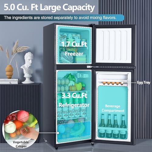 Cucina Magica 5.0 Cu.Ft Fridge with Freezer, Dual Door Dorm Refrigerator - Image 3