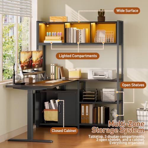 RALGEND 2 Pack L Shaped Standing Desk, Sit Stand Desk with Storage Hutch - Image 6