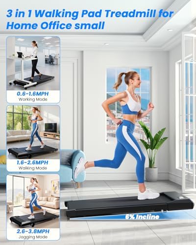 MJWW 6% Incline Walking Pad, Smart AI Under Desk Treadmill for Home - Image 3