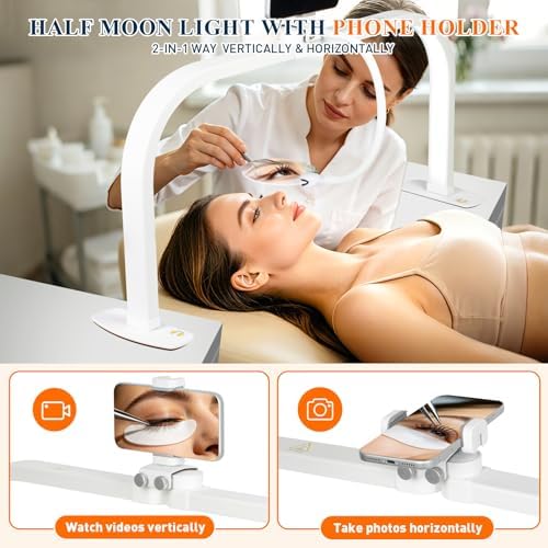 Half Moon Nail Desk Lamp with 5X Magnifier & Phone Holder - Image 4