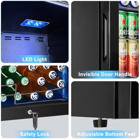 FoMup Beverage Refrigerator 126 Can, Mini Beverage Fridge Small Beverage Cooler with Glass Door Safety Lock, Drink Fridge for Beer Soda Wine, Perfect for Dorm Office Hotel - Image 6