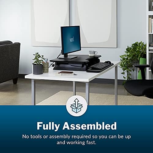 Vari - VariDesk Essential 30 - Two-Tier Standing Desk Converter for Home Office - Adjustable Sit Stand Desk with 11 Height Settings - Standing Desk Riser for Monitor & Accessories - 30" Wide, Black - Image 5