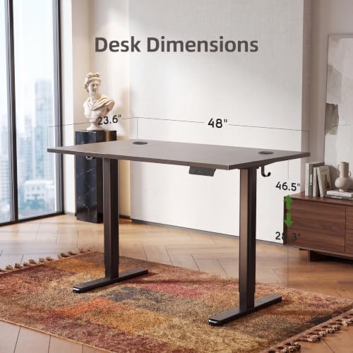 Claiks Electric Standing Desk 48x24 Inch Adjustable Desk, Black - Image 3