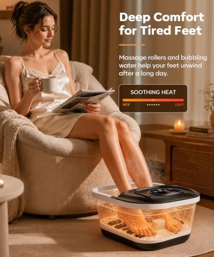 Collapsible Foot Soaking Tub with Heat, Pedicure Foot Spa Bath Massager with Temperature Control, Bubble & Red Light for Stress Relief - Image 5