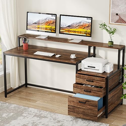 Tribesigns 63 Inch Computer Desk with File Drawer Cabinet, Ergonomic Desk by Tribesigns