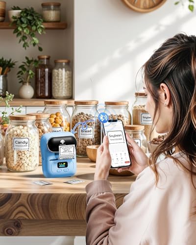 Phomemo M110 Label Maker with 3 Tapes, Bluetooth Thermal Printer, Blue - Image 4