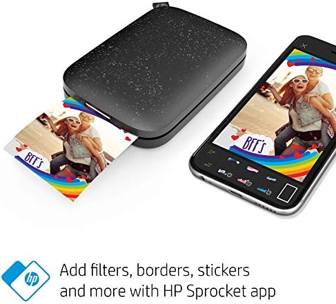 HP Sprocket Portable Photo Printer (2nd Edition) Â Instantly Print 2x3 Sticky-Backed Photos from Your Phone Â [Noir] [1AS86A] (Renewed) - Image 3