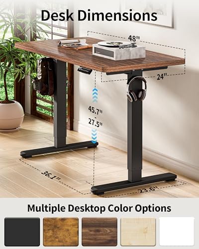 BIZUM Standing Desk Electric Adjustable Computer Desk-Stand up Desk Office Gaming Home Office Memory Desks 48x24 inches Wild Walnut - Image 3