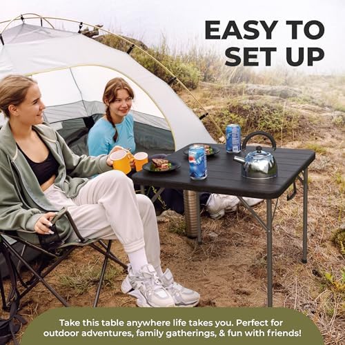Our Modern Space 34" Square Foldable Table with Built in Handle & Steel Legs | Heavy Duty Portable | Perfect for Party, Dining, Wedding, Events, Picnic Indoor, Outdoor, Camping, Utility, Temporary - Image 3