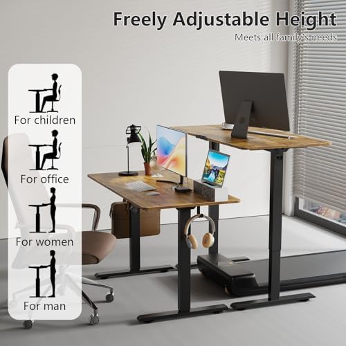 55x28 inch Electric Standing Desk, Adjustable Height Desk, Brown - Image 4