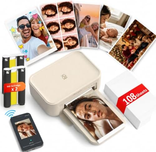 iDPRT CP4100 4x6 Photo Printer for Phone with 108 Sheets & 2 Cartridges by iDPRT
