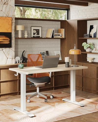 TIQLAB Electric Standing Desk, 47 * 24 Inches Adjustable Height Stand up Desk,Sit Stand Home Office Table with Splice Board, Light Walnut - Image 2