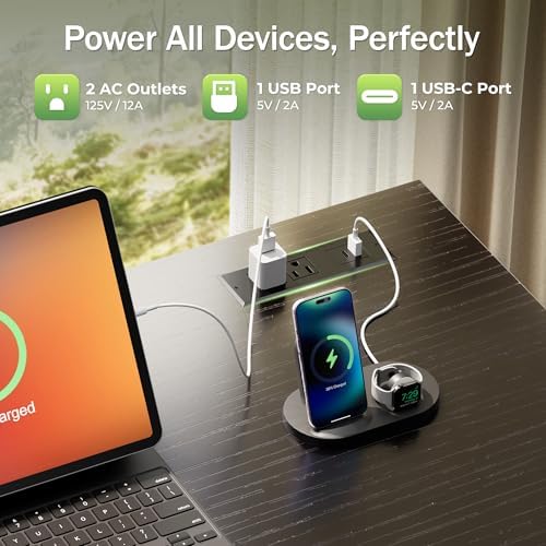 PRAISUN 39.4 Inch Computer Office Desk with Power Outelts and USB-C Port, Reversible Gaming Desk with 4 Fabric Drawers, Work Study Desk Work from Home, Black - Image 5