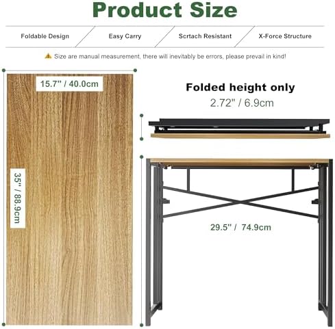 Lutown-Teen Narrow Folding Computer Desk 35 inch, Espresso - Image 3