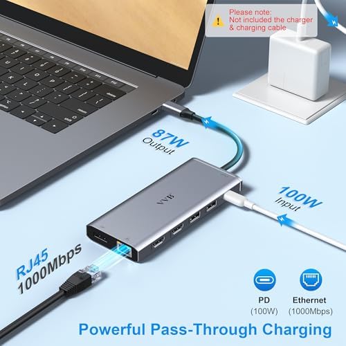USB C Laptop Docking Station Dual Monitor HDMI USB C Hub Multiport Adapter - Image 6