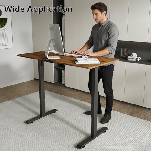 55x28 inch Electric Standing Desk, Adjustable Height Desk, Brown - Image 2