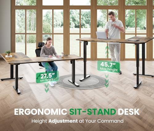 75x63 L-Shaped Electric Standing Desk with Charging Station - Image 7